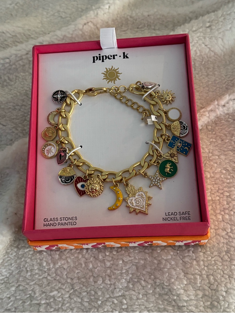 Piper Gold Charm Bracelet with Multicolor Enamel Accents